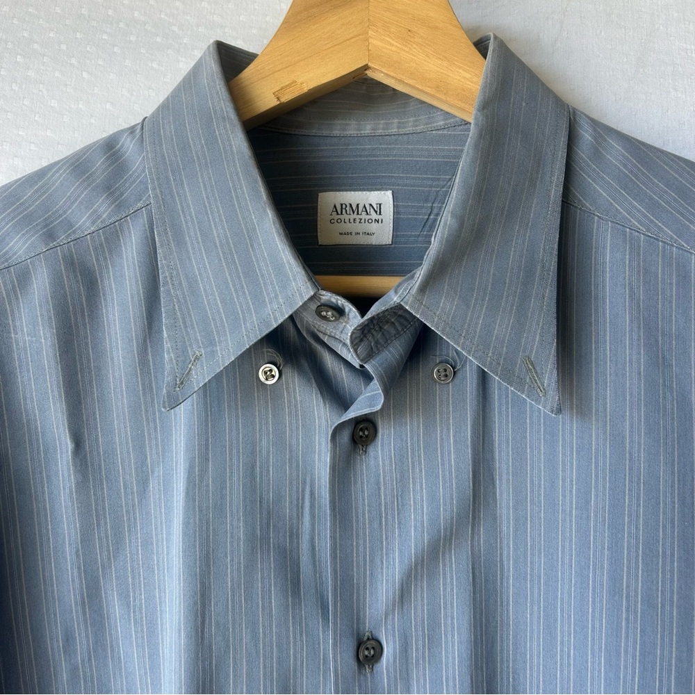 Armani Collezioni Blue Dress Shirt with Pinstripes